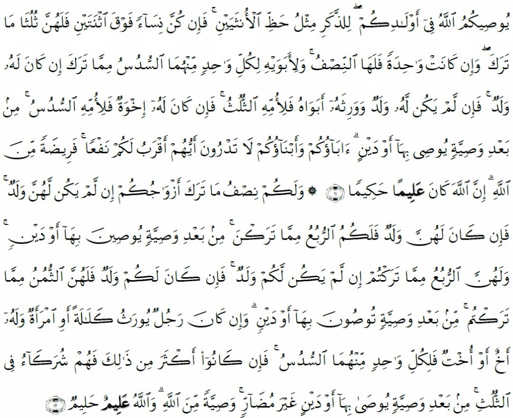 Surah An-Nisa' Chapter 4 Verses 11-12